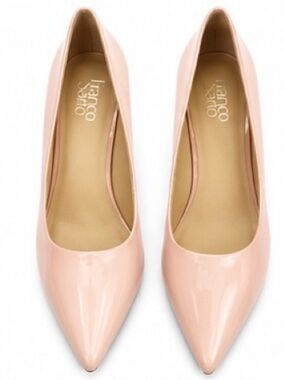 Franco Sarto Blush Pink Patent Pointed Toe Mid Heel Pump 9.5